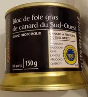 Mängden socker i Bloc de foie gras de canard du SudOuest avec morceaux