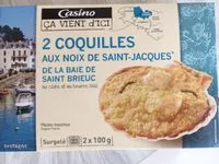 Mängden socker i 2 Coquilles aux noix de Saint-Jacques* de la Baie de Saint-Brieux au cidre et au beurre salé *Pecten maximus origine France
