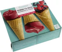 Mängden socker i Cônes Sorbets duo Framboise & cassis - Sauce aux fruits rouges x6
