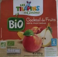 Mängden socker i Pomme, poire, pêche , banane et orange sans morceaux