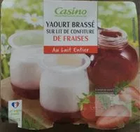 Mängden socker i Yaourt brassé sur lit de confiture de fraises - Au lait entier