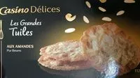 Mängden socker i Les grandes tuiles aux amandes