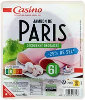 Mängden socker i Jambon de Paris Découenné Dégraissé 25% de sel