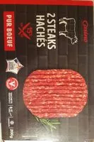 Mängden socker i 2 Steaks hachés pur boeuf surgelés15%MG