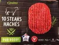 Mängden socker i 10 Steaks hachés pur boeuf surgelés  10% MG