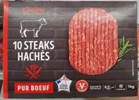 Mängden socker i 10 Steaks hachés pur boeuf surgelés  15% mat Gr