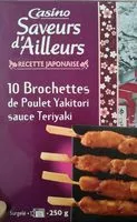 Mängden socker i 10 Brochettes de poulet Yakitori sauce Teriyaki