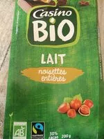 Mängden socker i Chocolat au lait et aux noisettes entières bio