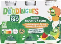 Mängden socker i Yaourt à boire saveurs banane/fraise ou abricot/pêche BIO