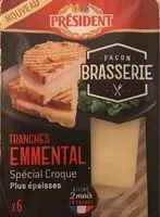 Mängden socker i PRESIDENT FACON BRASSERIE EMMENTAL 6 TRANCHES 180g