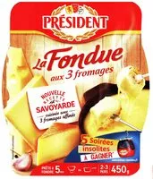 Mängden socker i PRESIDENT FONDUE AUX 3 FROMAGES 450g
