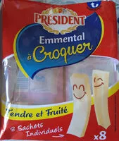 Mängden socker i President batonnets a croquer emmental 8x18g