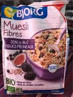 Mängden socker i Muesli fibres, son de blé figues pruneaux