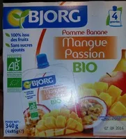 Mängden socker i Pomme Banane Mangue Passion bio