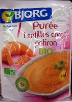 Mängden socker i Purée Lentilles corail potiron Bio - 250 g - Bjorg
