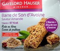 Mängden socker i Barre de son d'avoine saveur amande Gayelord Hauser