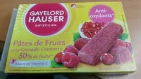 Mängden socker i Pâtes de Fruits - Vitalité - Saveur Grenade-Cranberry