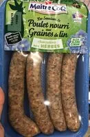 Mängden socker i Les saucisses de poulet nourri aux graines de lin