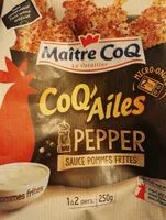 Mängden socker i Manchons de poulet marinés 3 poivres, rôtis et sa coupelle de sauce pommes frites, MAITRE COQ,...