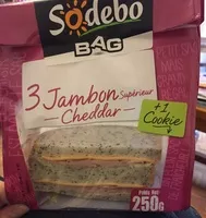 Mängden socker i 3 jambon supérieur cheddar + 1 cookie