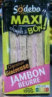 Mängden socker i Maxi simple et bon complet jambon beurre
