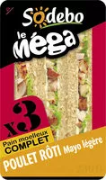 Mängden socker i Sandwich le méga poulet rôti mayo légère x3