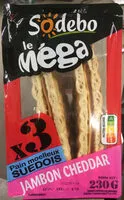 Mängden socker i Sandwich le méga jambon cheddar x3
