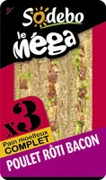 Mängden socker i Sandwich Le Méga - Club - Poulet rôti Bacon x3 / pain complet