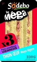 Mängden socker i Sandwich Le Méga Thon Oeuf x3 / pain viennois