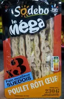 Mängden socker i Sandwich le méga - Poulet rôti oeuf x3