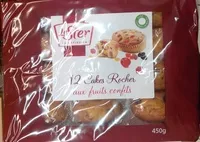 Mängden socker i 12 cakes rocher aux fruits confits