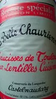 Mängden socker i Saucisses de Toulouse aux lentilles cuisinées