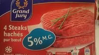 Mängden socker i 4 Steak Hachés Pur Bœuf 5% MG