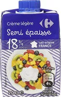Mängden socker i Crème légère semi-épaisse 18%