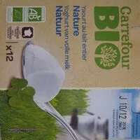 Mängden socker i Yaourts nature au lait entier x12 Bio Carrefour