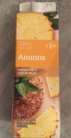 Mängden socker i Ananas 100 % pur jus. Flash pasteurisé. Réfrigéré.