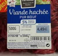 Mängden socker i Viande hachée Pur bœuf