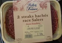 Mängden socker i 2 steaks hachées race Salers (12% MG)