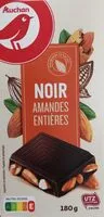 Mängden socker i Auchan chocolat noir amandes entieres 180g - pack a