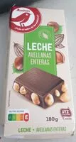 Mängden socker i Auchan chocolat au lait noisettes entieres 180g - pack b