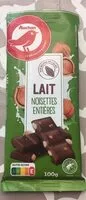 Mängden socker i Auchan chocolat au lait noisettes entieres extra fin 3x100g