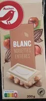 Mängden socker i Auchan chocolat blanc noisette entiere 200g pack a