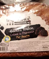Mängden socker i Gateau Breton a la creme de pruneaux Le Guillou, demi lune de
