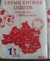 Mängden socker i Crème entière liquide