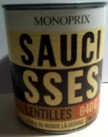 Mängden socker i Saucisses lentilles 