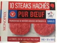 Mängden socker i 10 Steaks Hachés Pur Bœuf Surgelés