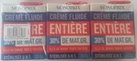 Mängden socker i Crème Fluide Entière (30 % MG)
