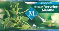 Mängden socker i Infusion Verveine Menthe, Boîte De 25 Sachets, Marque Monoprix