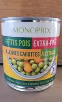 Mängden socker i Petits pois extra-fins & jeunes carottes à l'étuvée