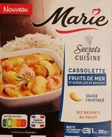 Mängden socker i Cassolette de fruits de mer et quenelles de Brochet sauce crustacé Riz basmati au pavot